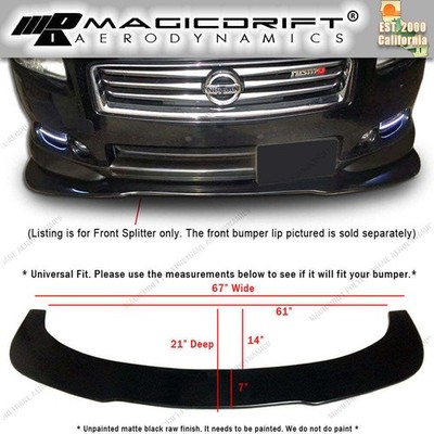 Urethane 67'' x 21'' Under Panel Front Bumper Lip Splitter Universal Fitment