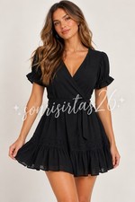 Faithfull The Brand Liza Mini Dress S Boho Cottagecore Vacation Sundress Resort