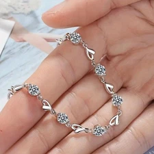 Women's Fashion Alloy Bracelet Heart Inlaid Rhinestones Bracelet Adjustable