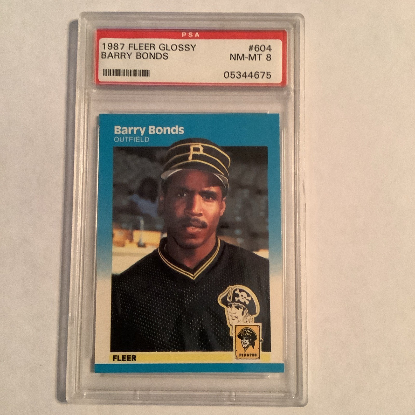 1987 Fleer Glossy Barry Bonds Rookie Card PSA 8~All Time HR leader view 3