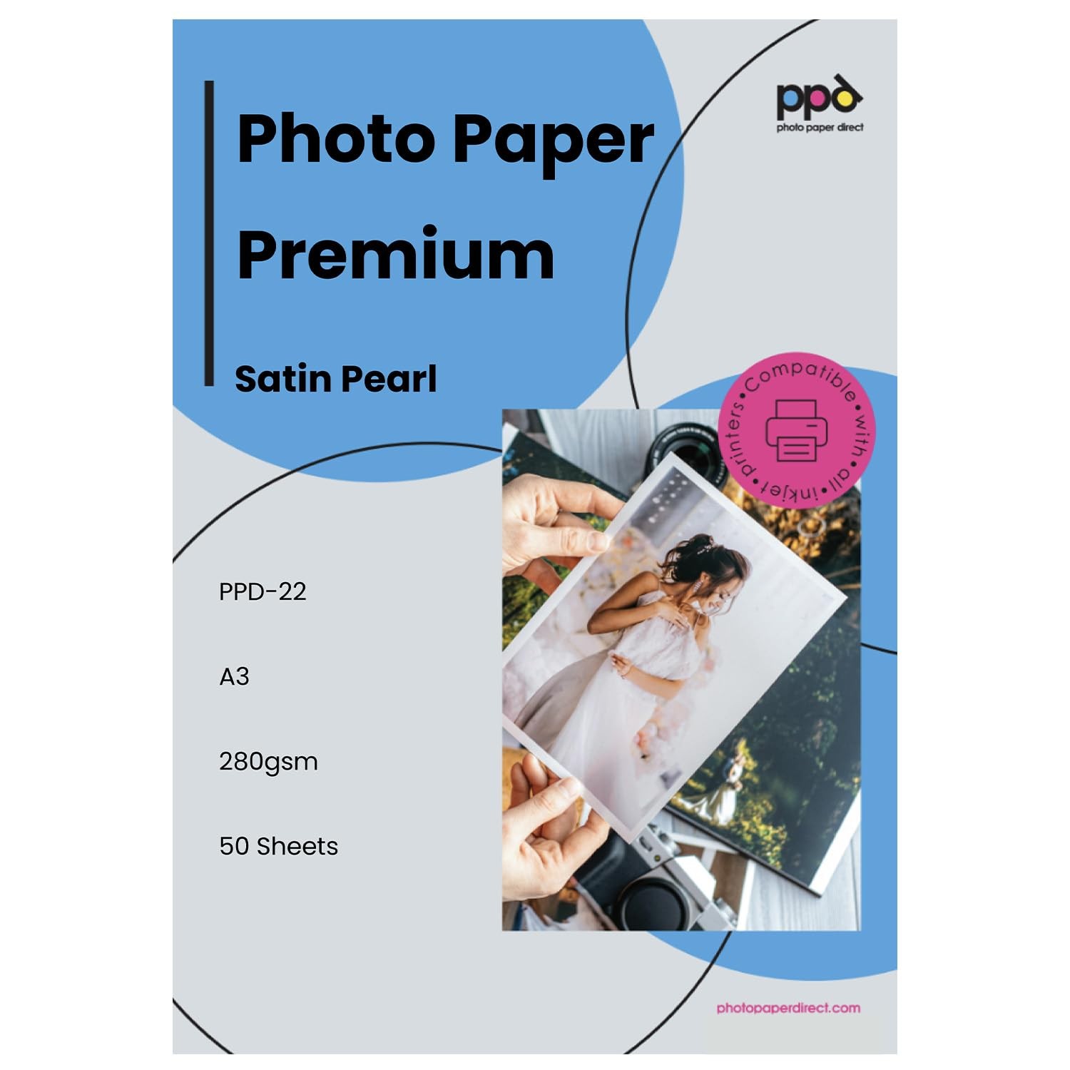 Papier photo A3 280g satiné anti-reflet haute densité pour posters durables