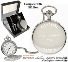 Groom Engraved Personalised with Name Date Pocket Watch