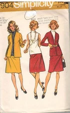 9904 Vintage Simplicity Sewing Pattern Misses Unlined Jacket Blouse Skirt OOP 