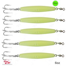 5pcs Glow in the Dark 6oz Fishing Diamond Jig Jigging Trolling Lure Fish WOW!