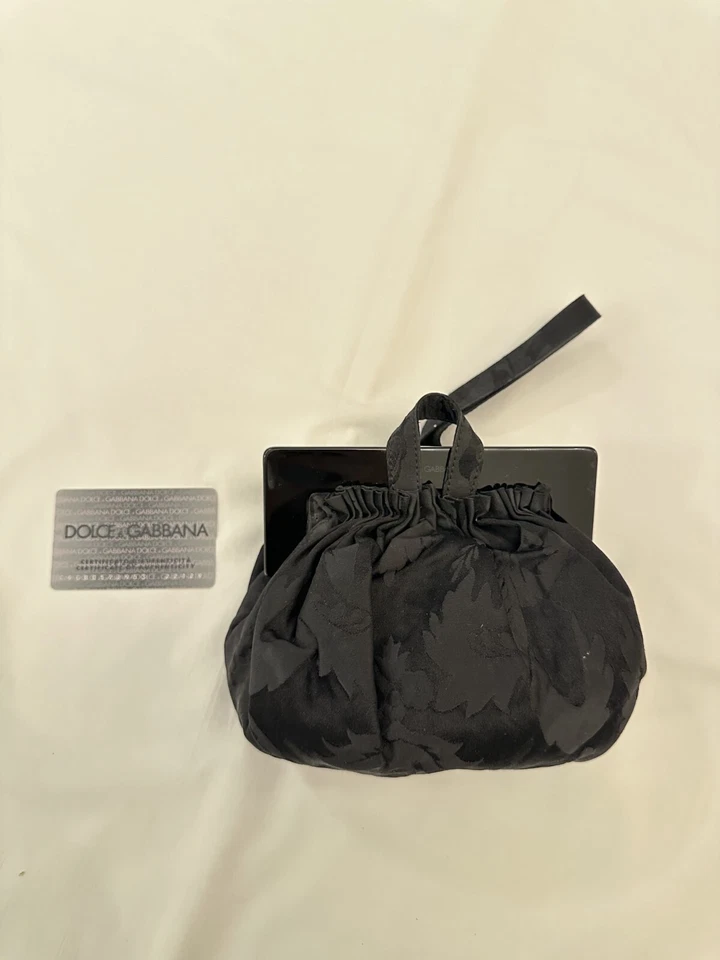 Dolce & Gabbana Vintage Black Silk Damask Evening Pouch Bag - Image 3 of 4