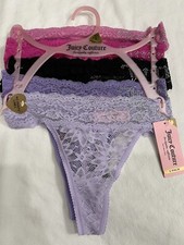 NEW JUICY COUTURE 5 Pack Women Large No Panty Lines Panties Black Pink Purple
