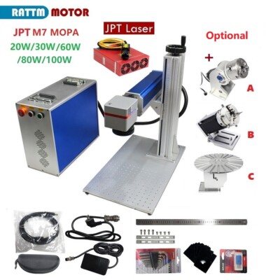 JPT M7 MOPA 20W 30W 60W 80W 100W Fiber Laser Marking Machine For Color Engraving