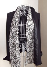 New Liz Claiborne Black Jacket Silk Leopard Print 'mock' Shirt Front Size 8/10