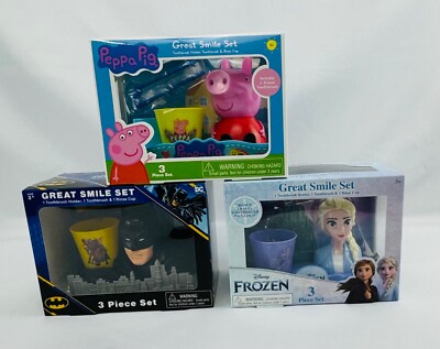 Great Smile Set/Toothbrush Holder-Toothbrush-Rinse Cup - Peppa Pig/Batman/Frozen