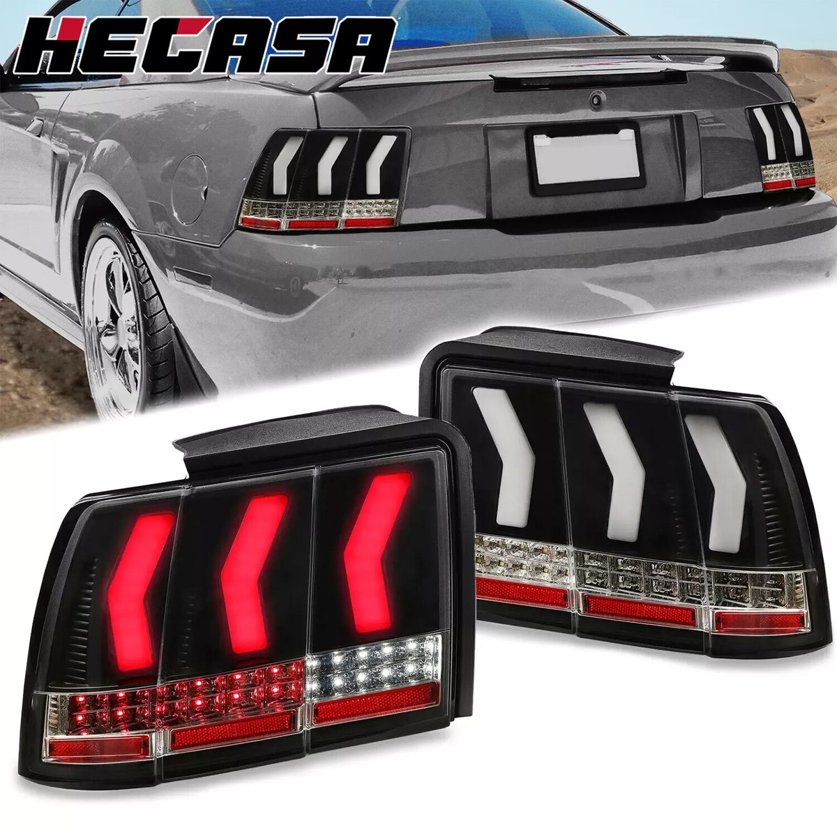 HECASA For 99-04 Ford Mustang LED Tail Lights Sequential Signal