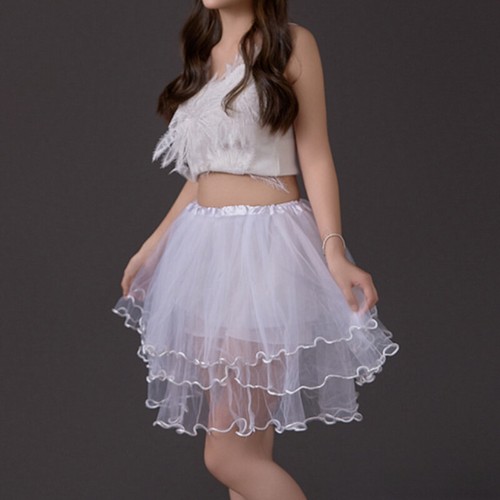 Women Ruffled Tulle Short Skirt Ballet Dance Tutu Skirt Stage Performance - Bild 12 von 18