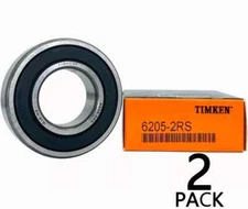 2 PACK TIMKEN 6205-2RS 25X52X15MM Double Rubber Seal Bearings 6205RS