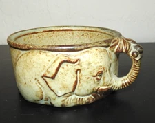Vintage John Buck Studio Pottery Soup Mug Gempo Elephant Made in Japan Rare Styl
