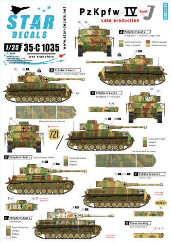 Star Decals 1/35 Panzer Pz.Kpfw.IV Ausf J Late Production decal 35C1035 x - Picture 1 of 2