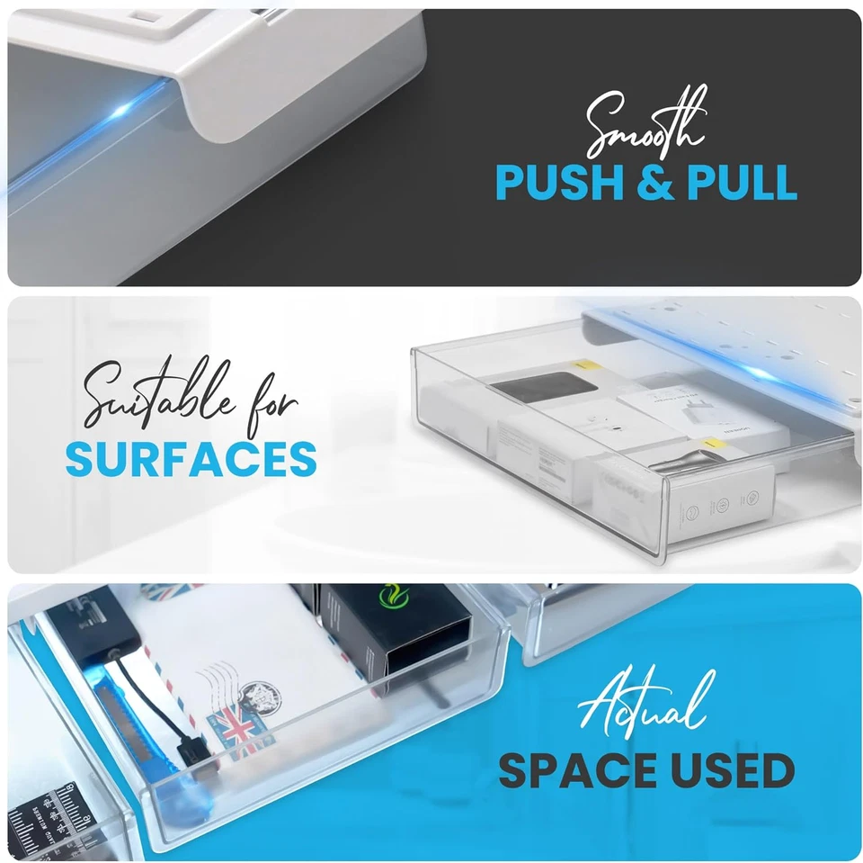 3 Pack Under Desk Drawer Organizer - Image 3 of 4