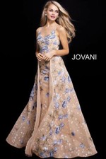 Jovani 57978 Gold Embroidered Gown With Stunning Overskirt sz 2
