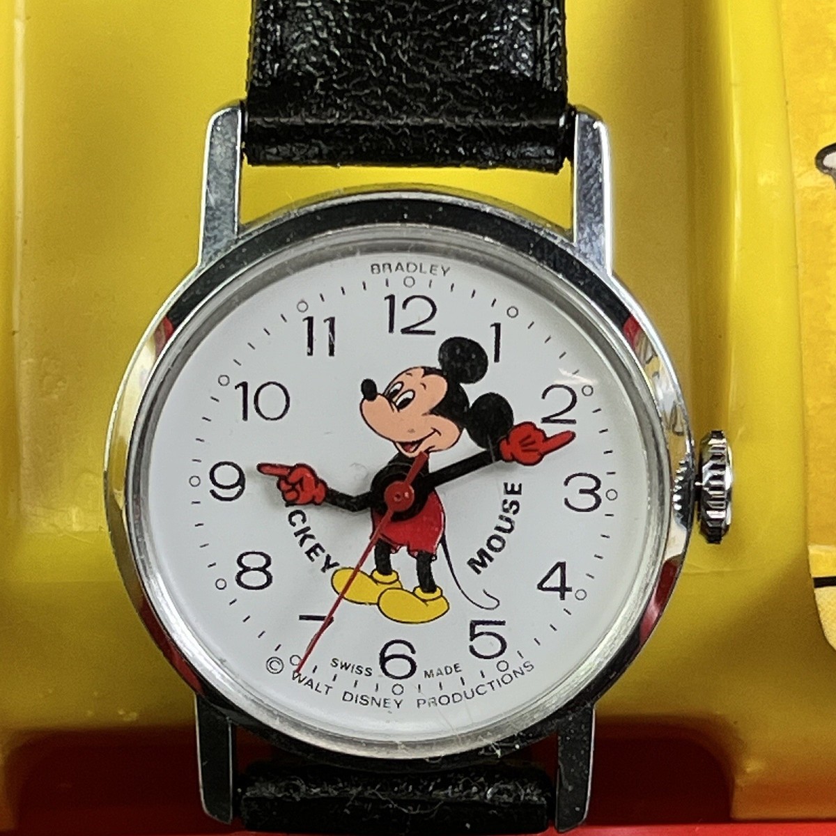 Vintage Bradley Time Mickey Mouse Disney Watch w/ Case RARE See