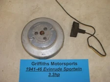 1941-46 4368 EVINRUDE Sportwin 3.3hp outboard flywheel nut starter plate pulley 