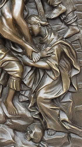 Bronze der Kalvarienberg religiös Wandrelief Heißguss Basrelief Skulptur Figur - Bild 5 von 10