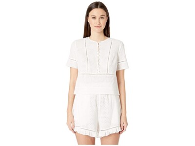 Jonathan Simkhai 266546 Women Embroidered Button Down Tee Size Large