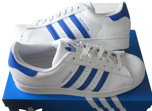 Adidas Originals Men's Superstar Shoes White Blue Cloud Shelltoe Size 11 NIB