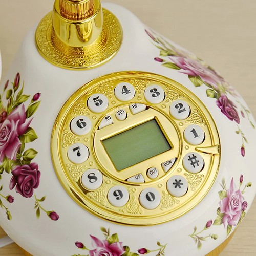 Ceramic Vintage Phone Landline Telephone With Caller ID, Blue Screen Backlight - Zdjęcie 10 z 14