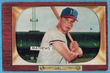 1955 Bowman #103 Eddie Mathews VG/VG+ MISCUT Atlanta Milwaukee Braves