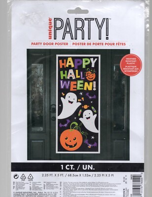 Unique Party Plastic Halloween Party Door Poster 2.25'' x 5' New Happy Halloween