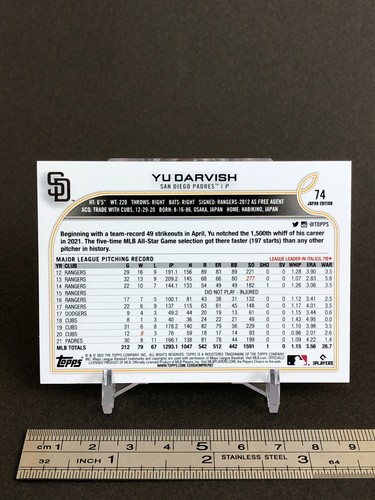 Yu DarvishTopps card Japan Edition 2022 #74 Major League Baseball - 第 6/9 張圖片