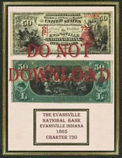 Indiana National Currency Print 1863-1935 8-1/2" X 11" Collectible