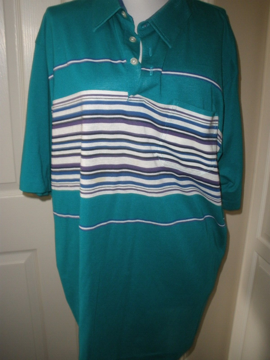 VTG 90s Arrow Color Block Polo Shirt Mens SZ XL Purple Blue