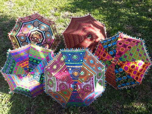 SHADE... ORGANIC VINTAGE PARASOLS HANDMADE UMBRELLAS BOHO UNIQUE GIFTS COLORFUL - Picture 2 of 2