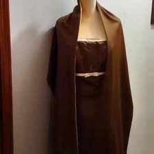 New Mori Lee Juniors size 13-14 formal dress, chocolate brown gold trim shawl