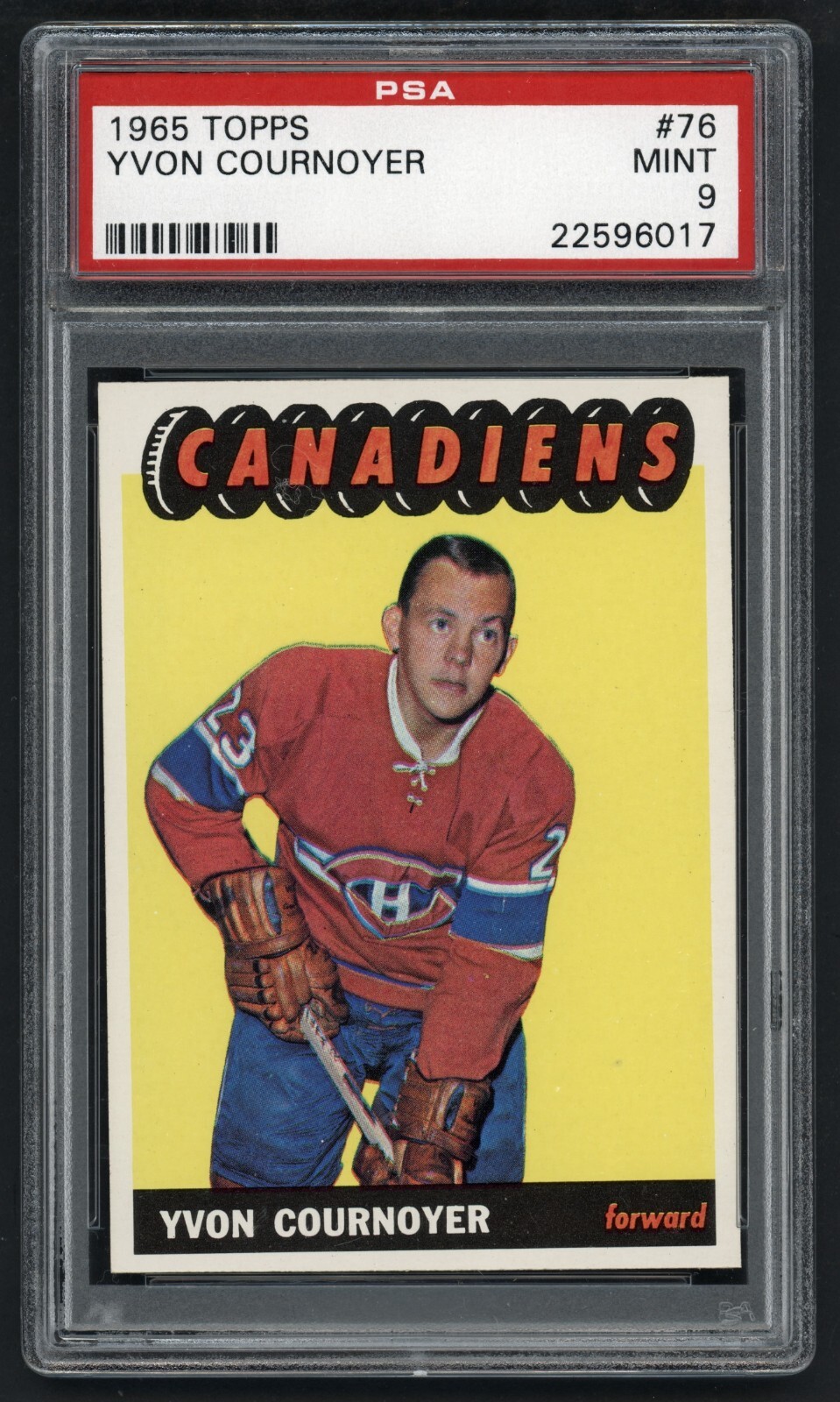 1965 66 TOPPS #76 YVON COURNOYER PSA 9 MINT