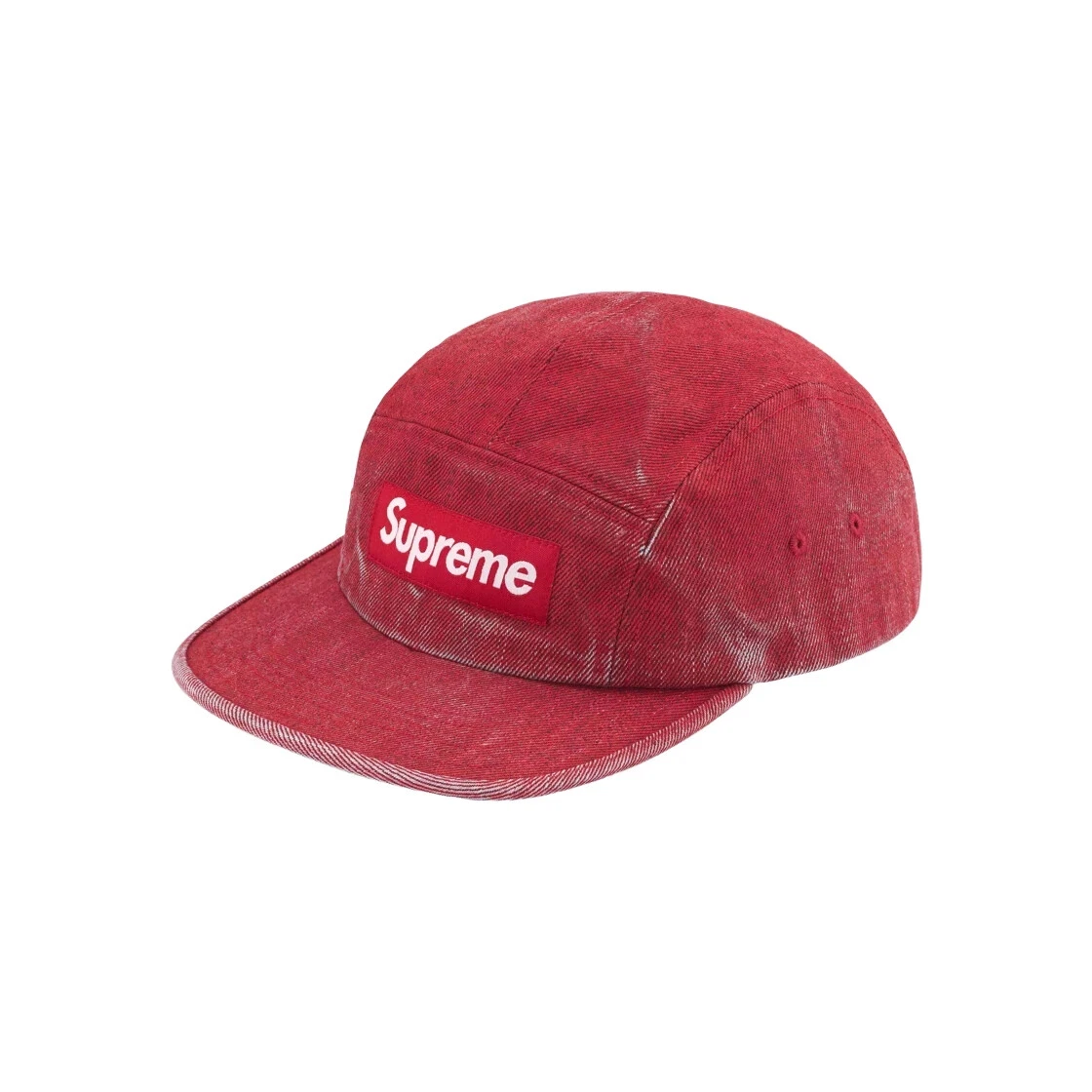 Casquette de camp en denim enduit Supreme rouge   24SS  