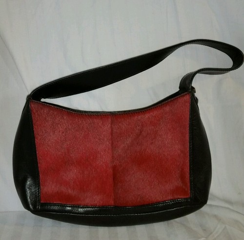 Armani Exchange leather, fur handbag maroon, black small excellent condition! - Picture 2 of 5