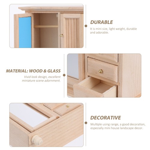 Pretend Spielen Kleiderschrank Miniatur Holz Schrank Micro Landschaft Figuren - Bild 4 von 12