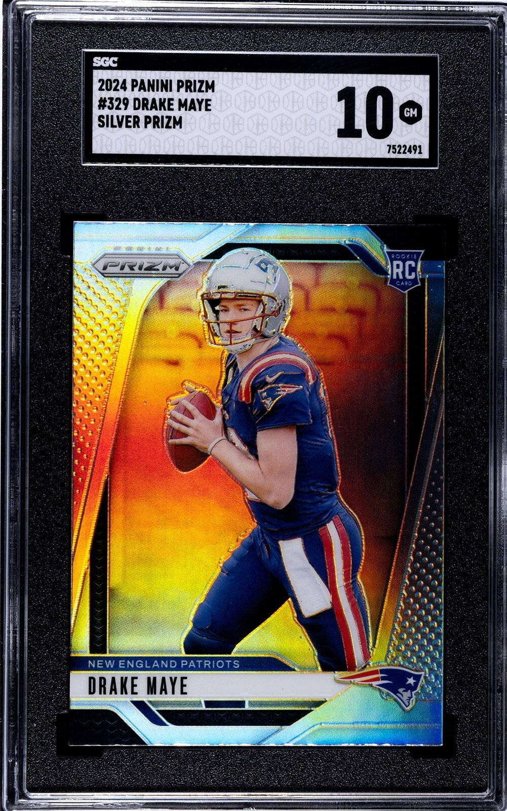 Deal for 2024 Panini Prizm Drake Maye #329 Silver Rookie New England Patriots SGC 10