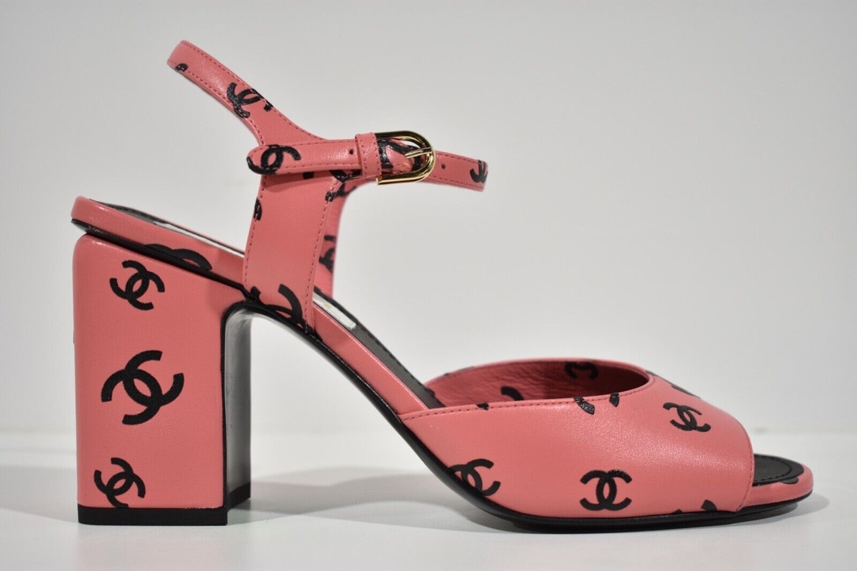 CHANEL パンプス ピンク CHANEL Mesh Suede Kidskin Cap Toe CC Slingback Pump 37 Pink
