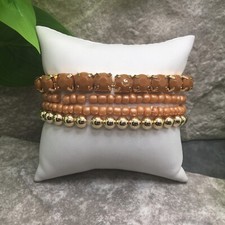 4 PC Handmade Bohemian Beaded Stackable Stretch Bracelet Set New Free Ship 5712