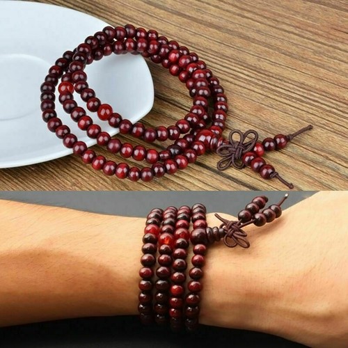 Sandalwood Buddhist Buddha Meditation 108 Prayer Bead Mala-Bracelets р△ λ' M9U9 - Picture 4 of 6