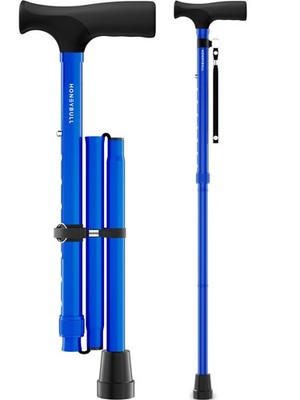 Heavy Duty Adjustable Foldable Single Tip Walking Cane Seniors Up To 250 LBS
