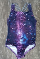 More Than Magic Girls Gymnastics Dance Leotard M 7 8 Purple Silver Stud Galaxy