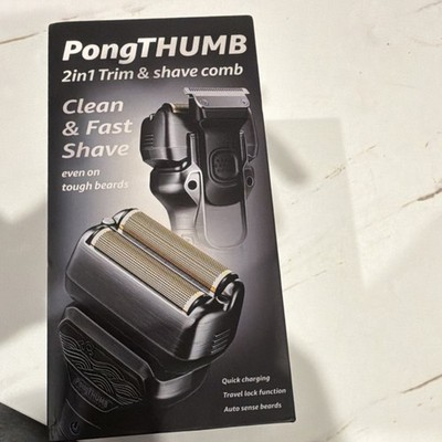 PongTHUMB CS615 2-in-1 Facial Foil Shaver, Dual-Head, Wet/Dry, Black