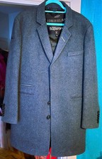 Idris Elba Superdry Herren Mantel Gehrock blau grau taubenblau