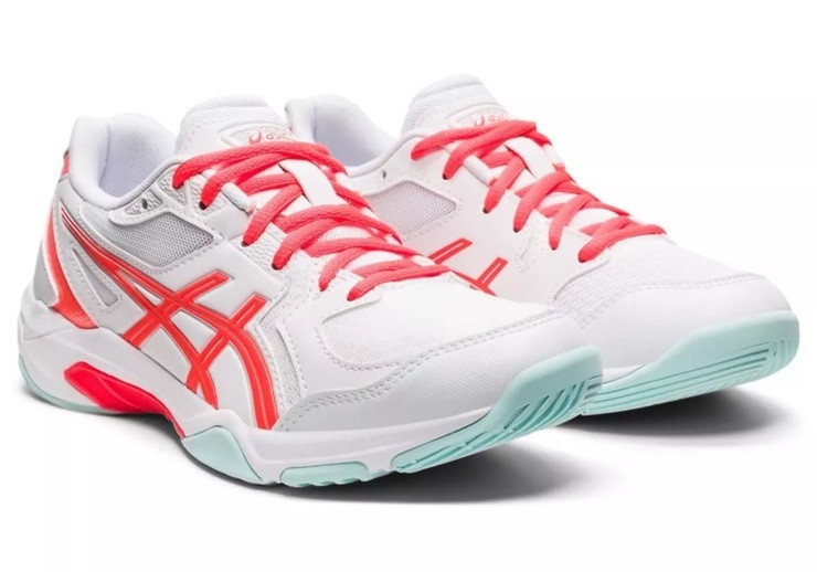ASICS Mujer Gel-Rocket 10 Blanco/Rojo Amanecer Talla 10 EE. UU. Nuevo En Caja