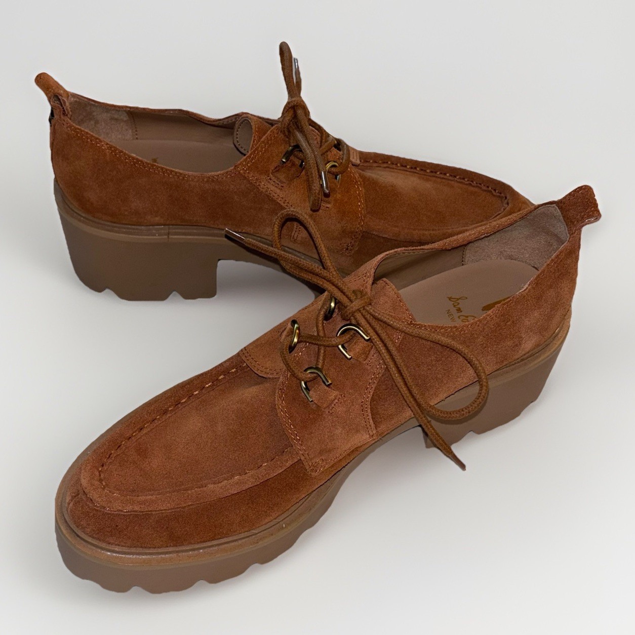 SAOLA Mocassino Sam Edelman Monna stringato suola a strappo marrone scamosciato ~ taglia USA 10 M EU 41 UK 8