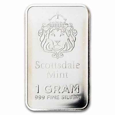silver 1gバー 10枚セット 999.0純度 1 gram Silver Bar - Scottsdale Mint 
