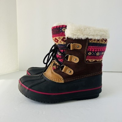 LONDON FOG Collection Girls LFK004 Tottenham Brown Pink Snow Boots Size 3