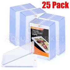 25~Pack Magnetic Trading Sports Card Holders 35pt One-Touch Hard UV Protection